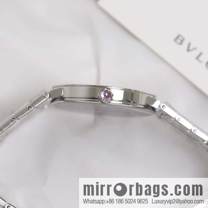Silver Striped Bv Bulgari Ladies Quartz Watch