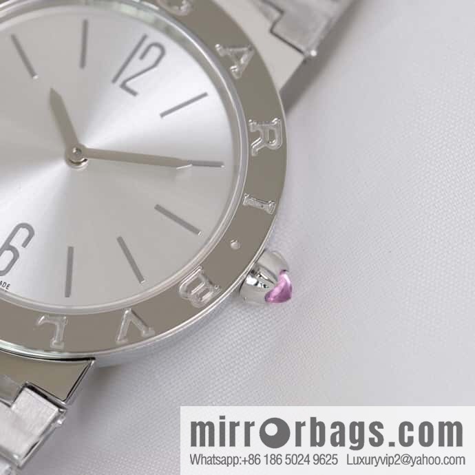 Silver Striped Bv Bulgari Ladies Quartz Watch
