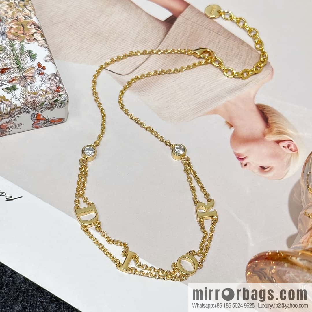 New ☑️ DIOR letter double necklace