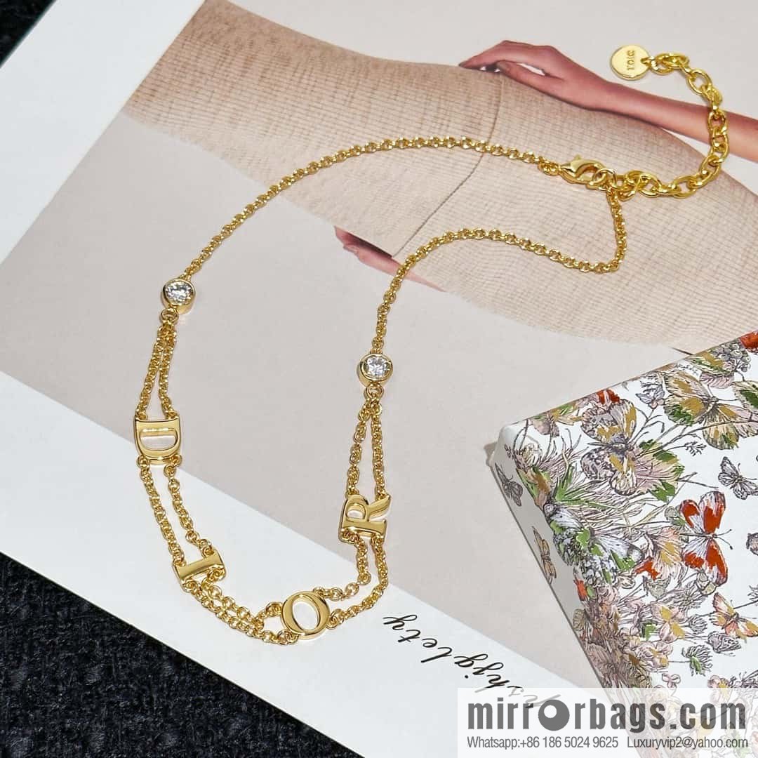 New ☑️ DIOR letter double necklace