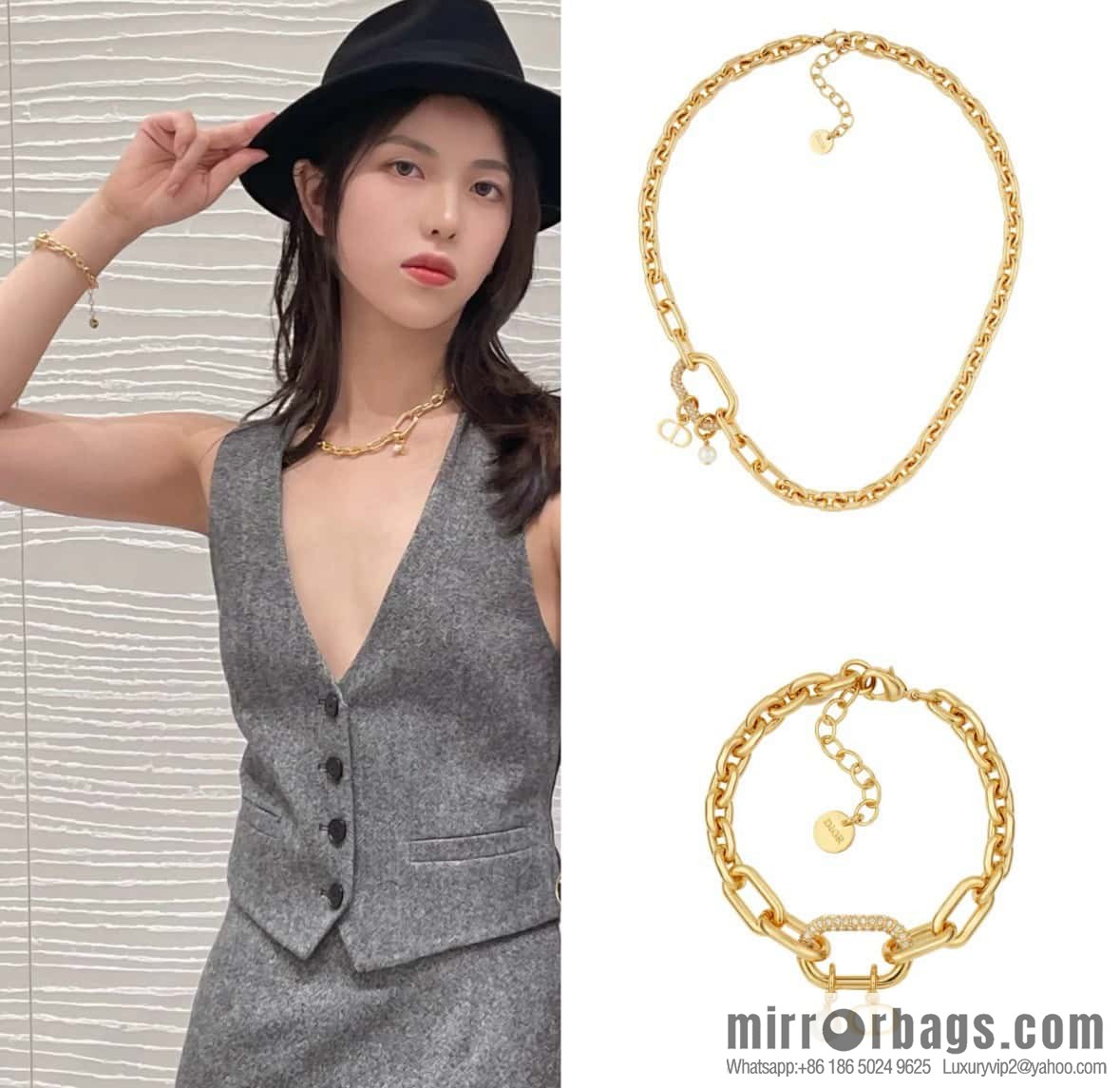 New ☑️ DIOR CD Pearl Chain Necklace