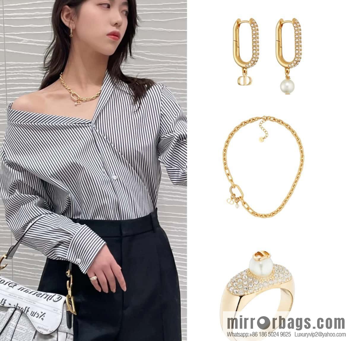 New ☑️ DIOR CD Pearl Chain Necklace