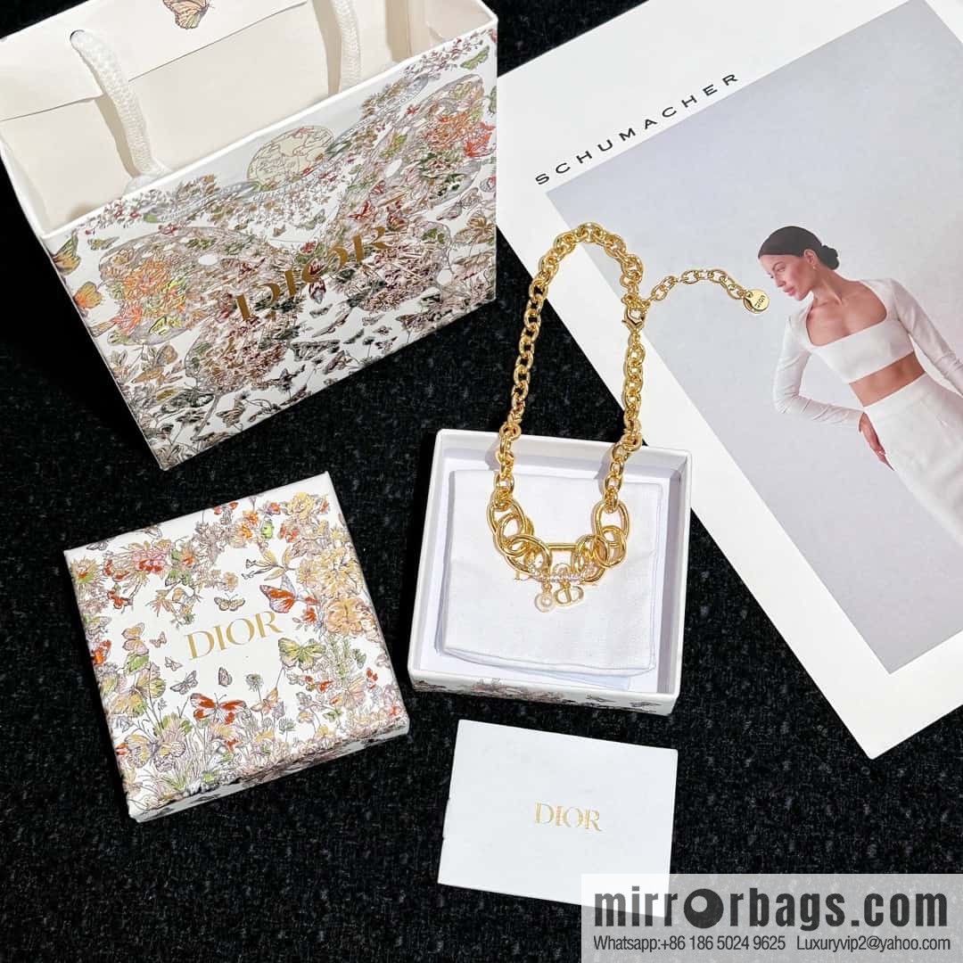 New ☑️ DIOR CD Pearl Chain Necklace