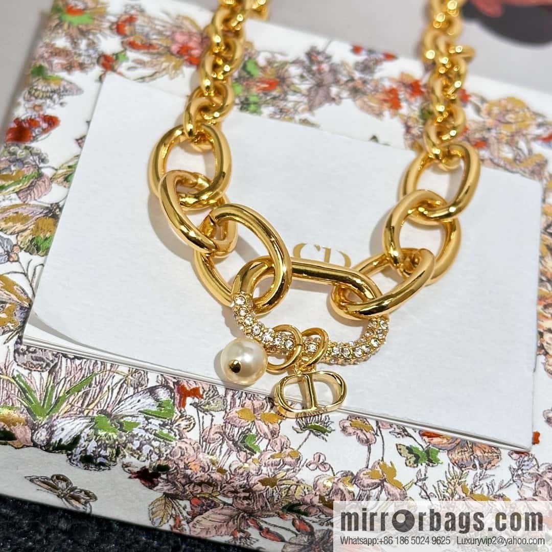 New ☑️ DIOR CD Pearl Chain Necklace