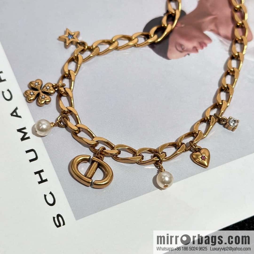 New ☑️ DIOR Dior Tassel Pearl CD Clover Necklace