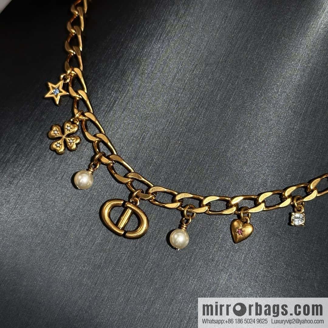 New ☑️ DIOR Dior Tassel Pearl CD Clover Necklace