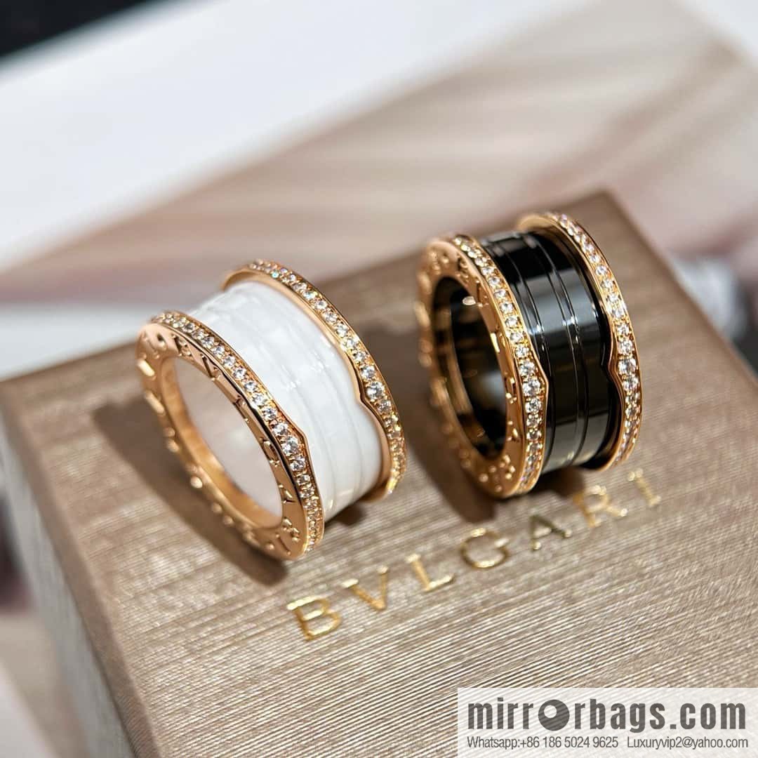 ❗Classic explosion ❗ with diamond ☀ BVLGARI with diamond black and white ceramic ring ☀