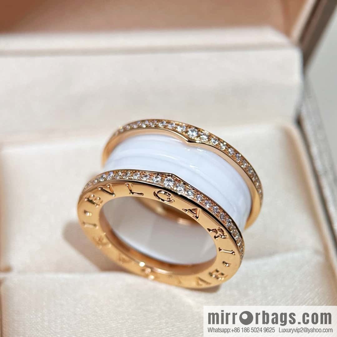 ❗Classic explosion ❗ with diamond ☀ BVLGARI with diamond black and white ceramic ring ☀