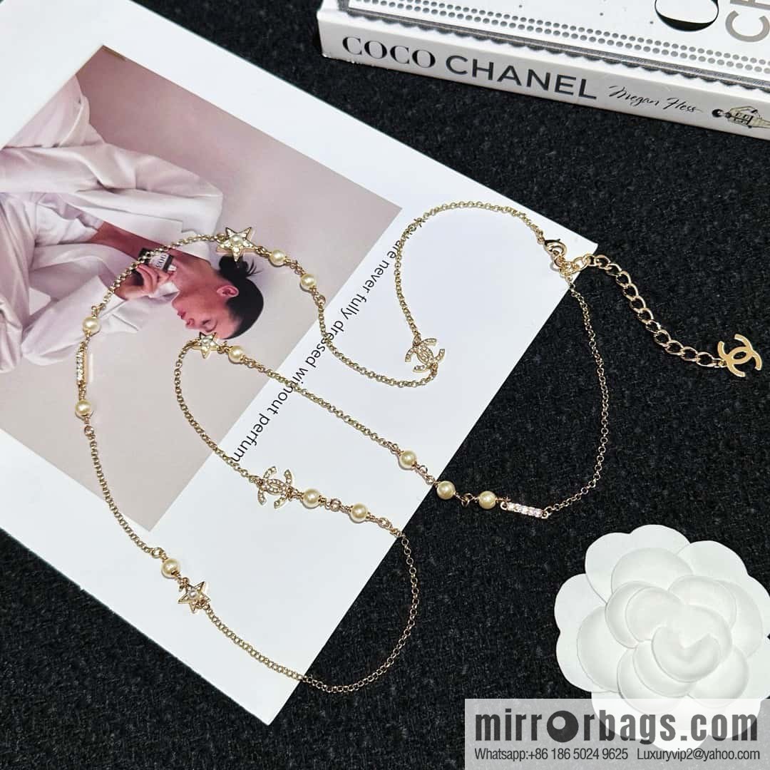 ❗️New ❗️ Chanel necklace ☀️ new ☑️ Chanel double c long star pearl necklace ☀️