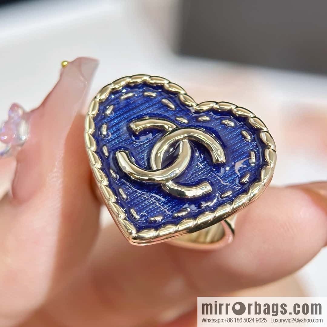 ❗️New ❗️ Chanel ring ☀️ new ☑️ Chanel double c denim peach heart love ring ☀️