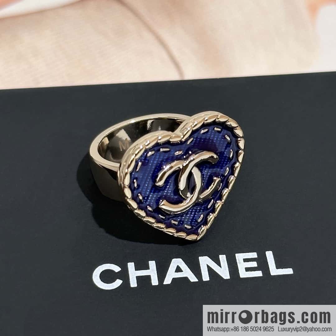 ❗️New ❗️ Chanel ring ☀️ new ☑️ Chanel double c denim peach heart love ring ☀️