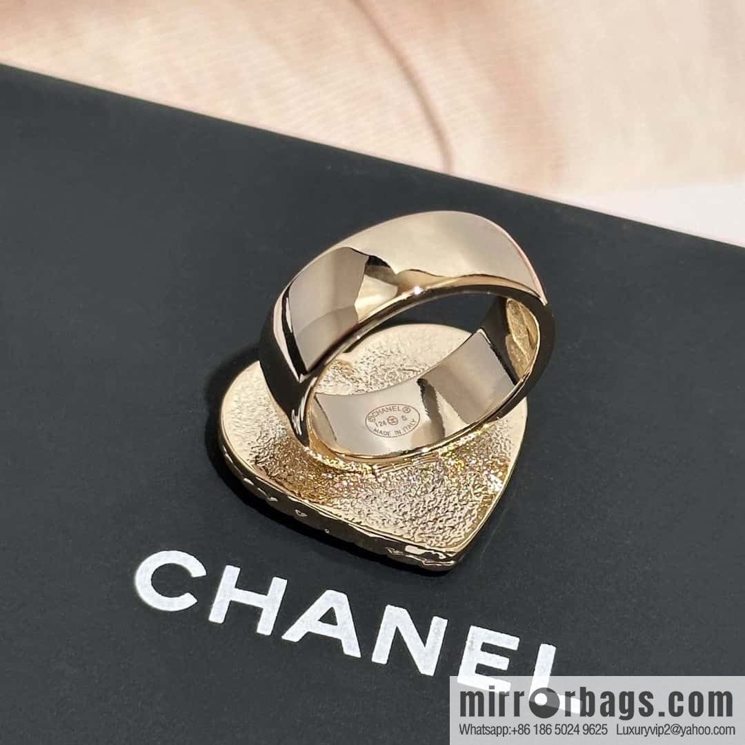❗️New ❗️ Chanel ring ☀️ new ☑️ Chanel double c denim peach heart love ring ☀️