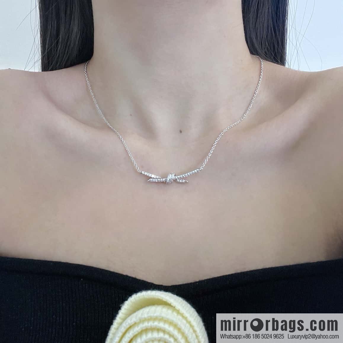 ❗️New ❗️ New ☑️ Tiffany & Co. Tiffany knot full diamond necklace
