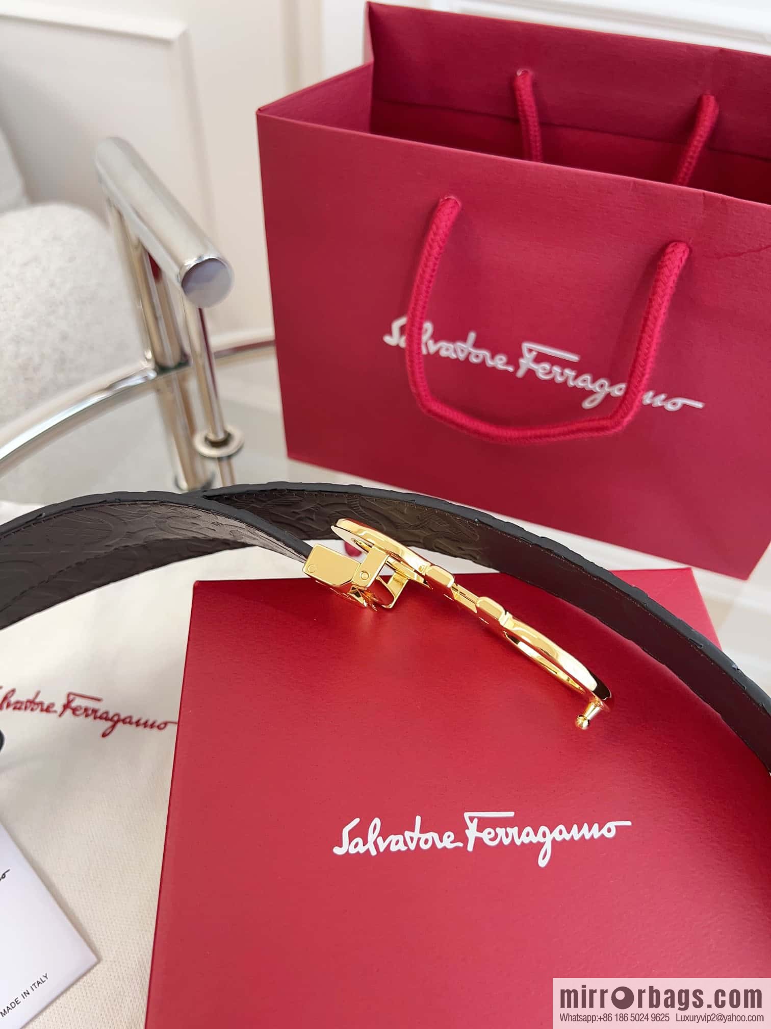 Ferragamo 🅿 Original Leather Purchasing Grade 3.5cm Precision Brass Hardware Belt