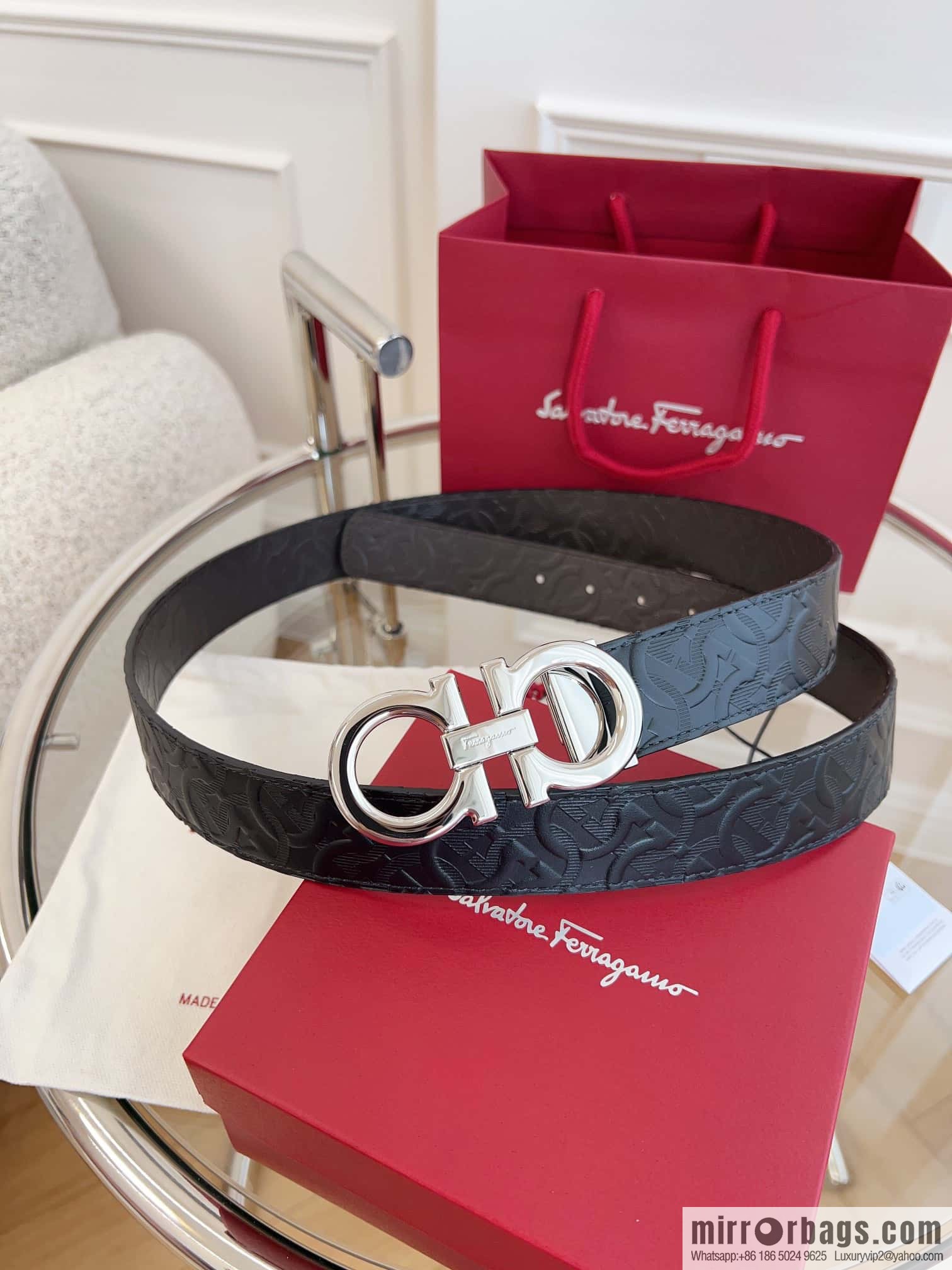 Ferragamo 🅿 Original Leather Purchasing Grade 3.5cm Precision Brass Hardware Belt