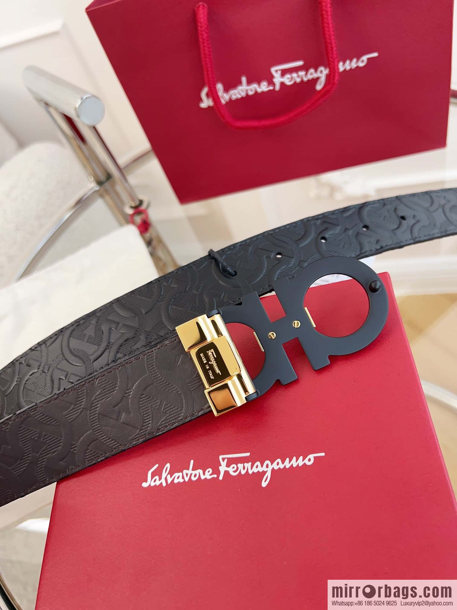 Ferragamo 🅿 Original Leather Purchasing Grade 3.5cm Precision Brass Hardware Belt