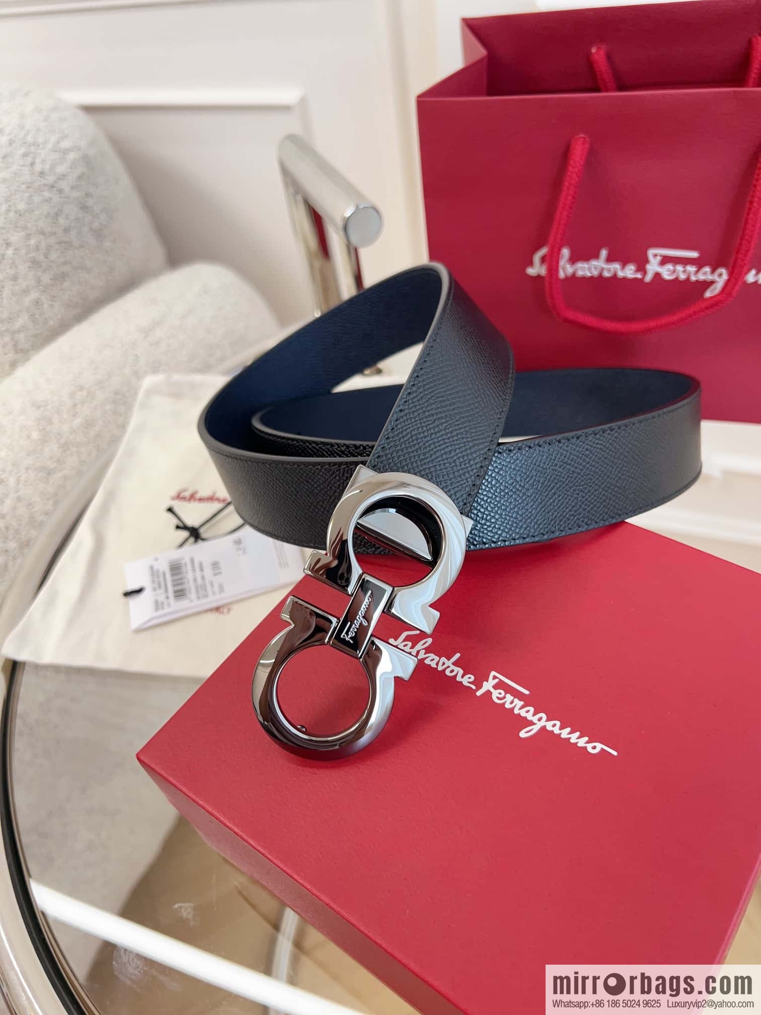 Ferragamo 🅿 Original Leather Purchasing Grade 3.5cm Precision Brass Hardware Belt