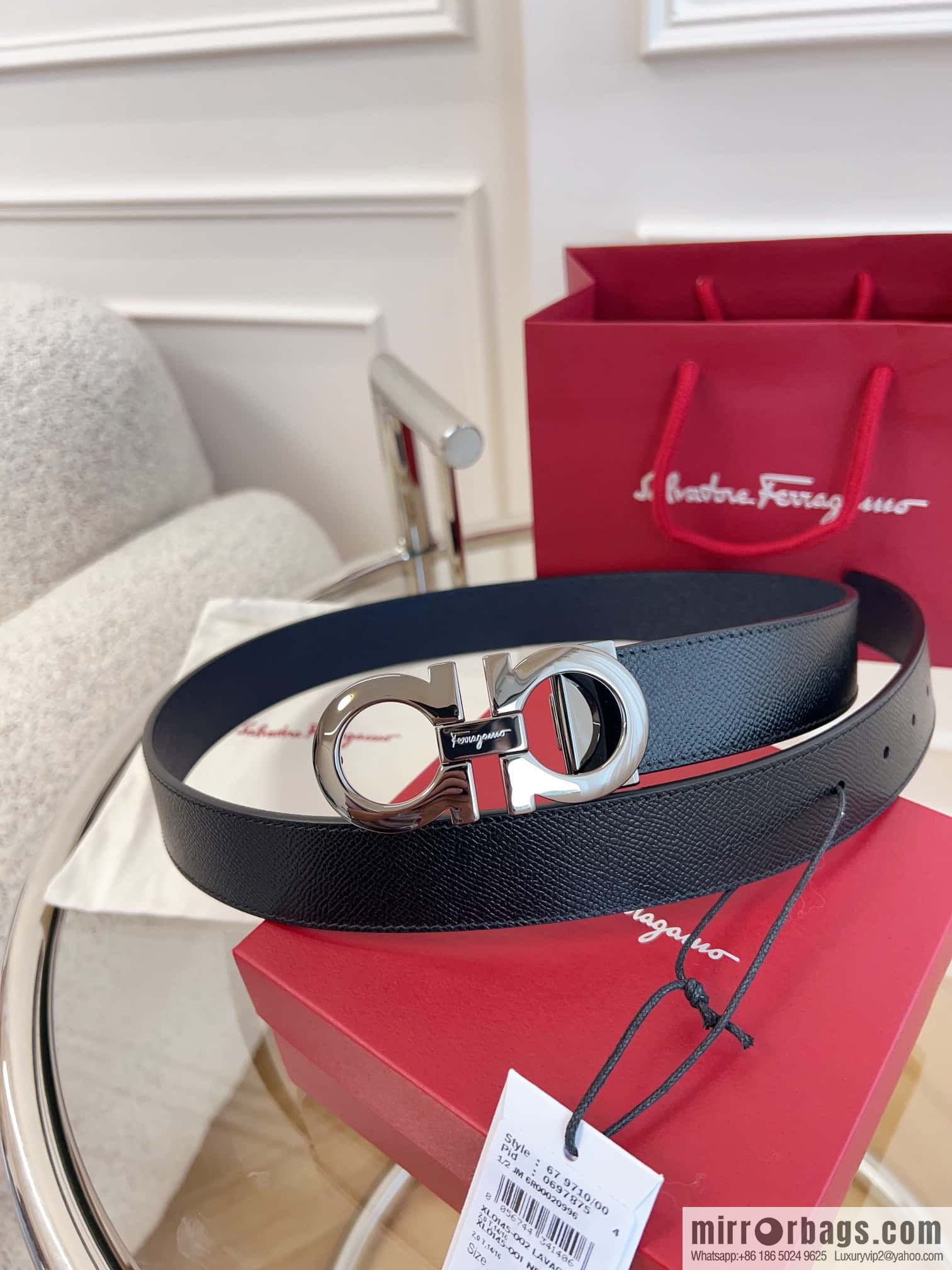 Ferragamo 🅿 Original Leather Purchasing Grade 3.5cm Precision Brass Hardware Belt