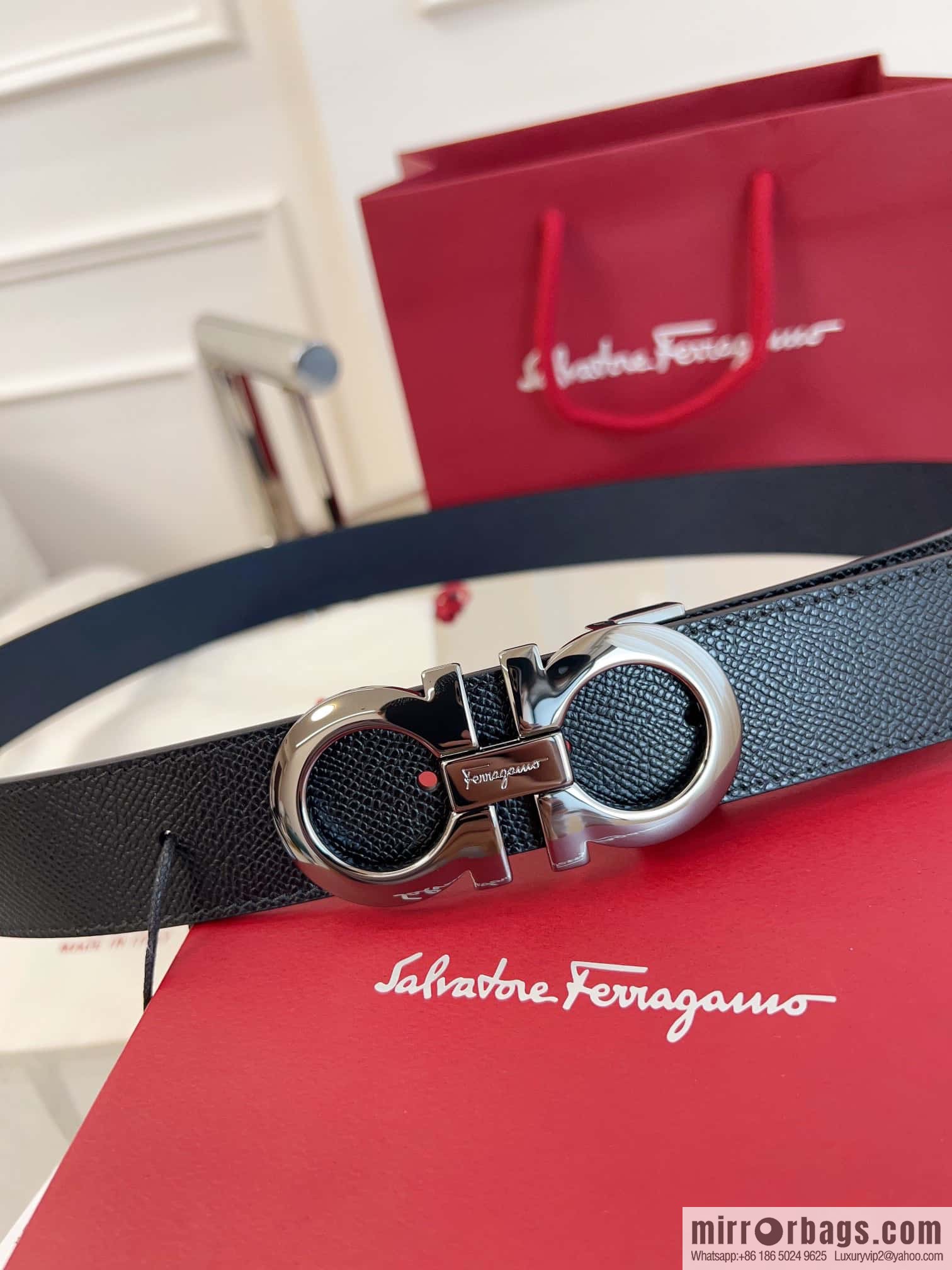 Ferragamo 🅿 Original Leather Purchasing Grade 3.5cm Precision Brass Hardware Belt