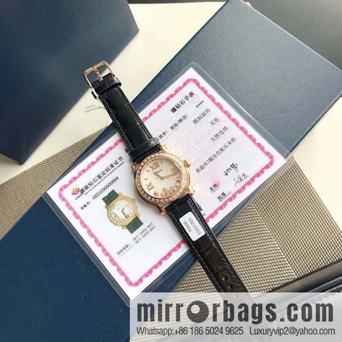 High-end hard goods Chopard HAPPY DIAMONDS happy diamond series natural pearl shell dial case inlaid with 38 VS1.8 South African natural real diamonds ETA-955.112 for original movement watch