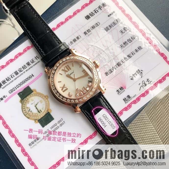 High-end hard goods Chopard HAPPY DIAMONDS happy diamond series natural pearl shell dial case inlaid with 38 VS1.8 South African natural real diamonds ETA-955.112 for original movement watch