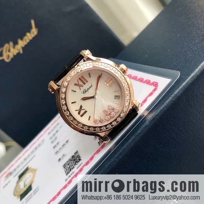 High-end hard goods Chopard HAPPY DIAMONDS happy diamond series natural pearl shell dial case inlaid with 38 VS1.8 South African natural real diamonds ETA-955.112 for original movement watch
