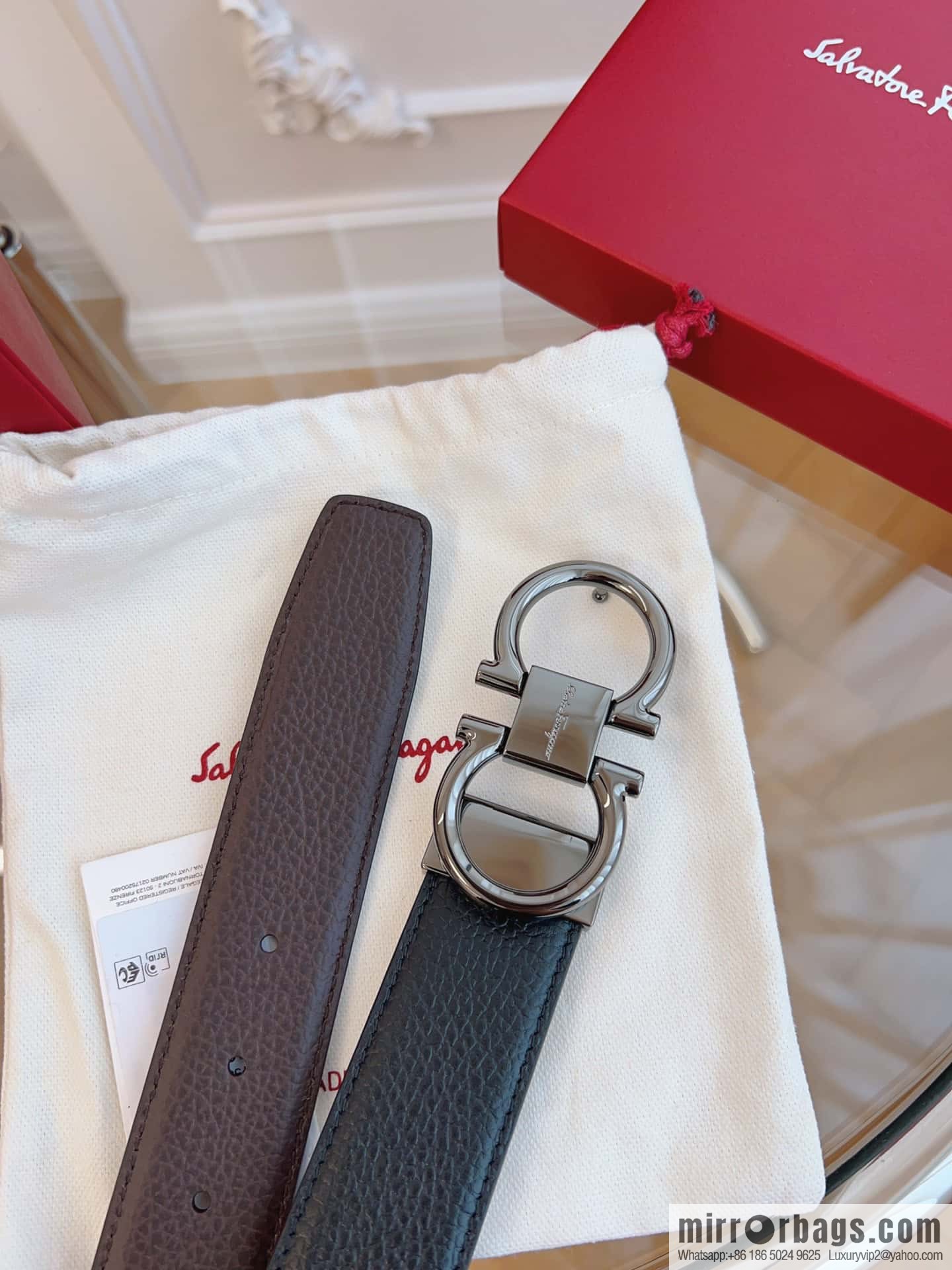 Ferragamo 🅿 Original Leather Purchasing Grade 3.5cm Precision Brass Hardware Belt