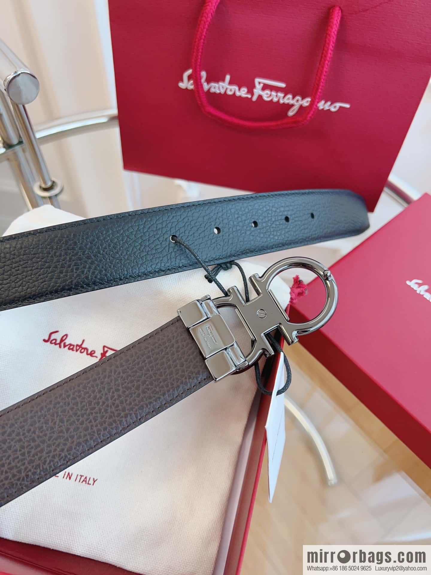 Ferragamo 🅿 Original Leather Purchasing Grade 3.5cm Precision Brass Hardware Belt