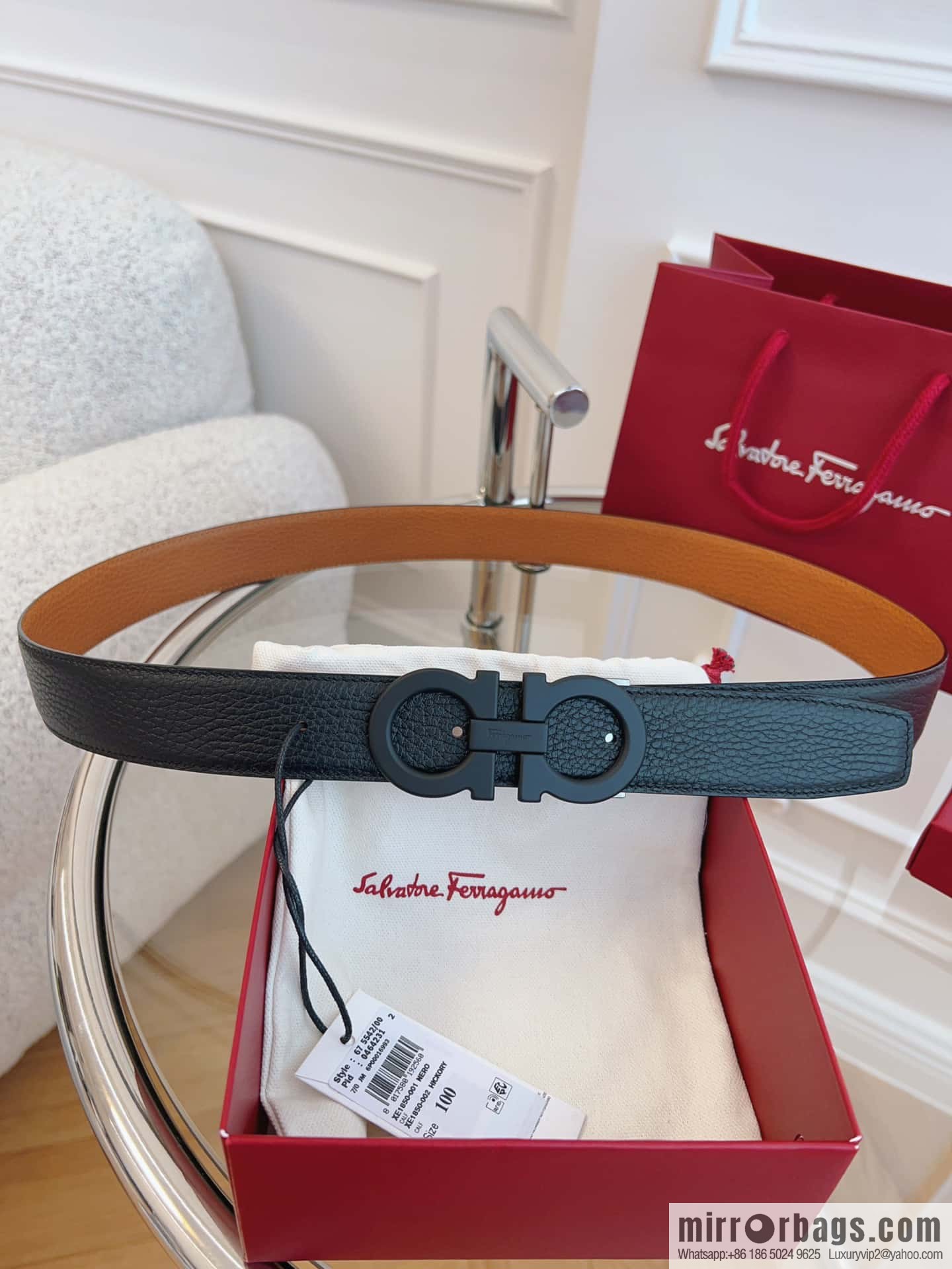 Ferragamo 🅿 Original Leather Purchasing Grade 3.5cm Precision Brass Hardware Belt