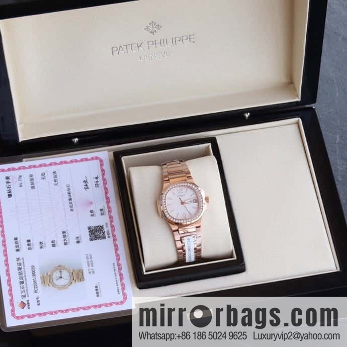 PP Nautilus 7010 series, the most beautiful Nautilus real diamond 32mm ultra-thin quartz women's watch