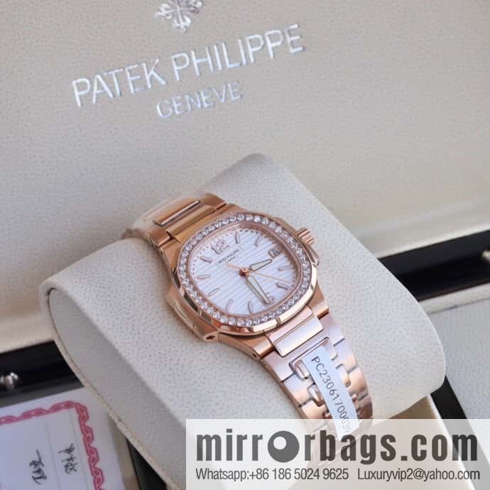 PP Nautilus 7010 series, the most beautiful Nautilus real diamond 32mm ultra-thin quartz women's watch