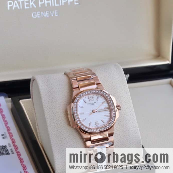 PP Nautilus 7010 series, the most beautiful Nautilus real diamond 32mm ultra-thin quartz women's watch