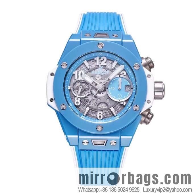BBF's masterpiece, the king of ceramics HUBLOT Hublot new BIG BANG UNICO Tiffany blue custom Hublot exclusive UNICO HUB 1280 automatic flyback chronograph movement watch