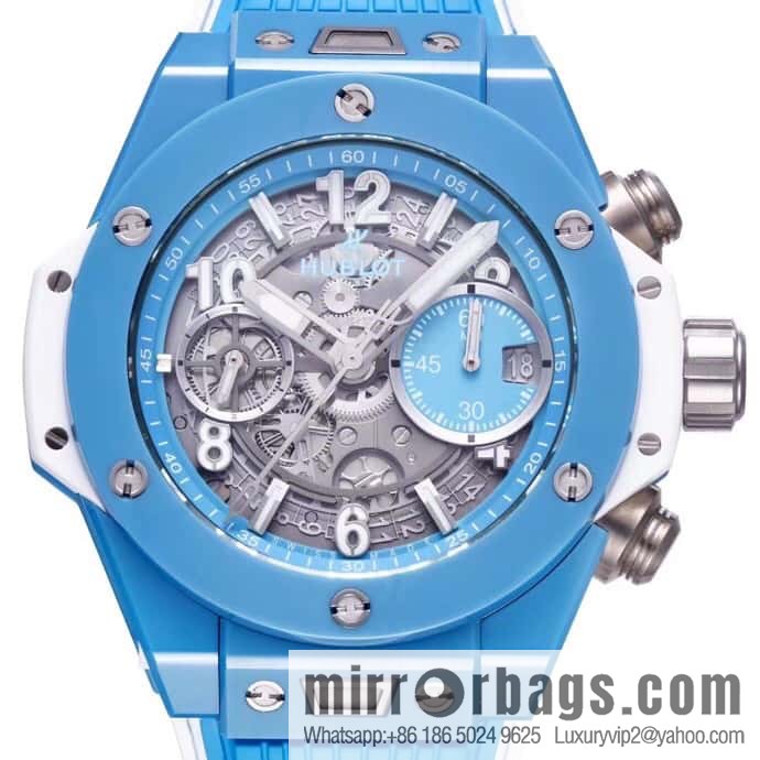 BBF's masterpiece, the king of ceramics HUBLOT Hublot new BIG BANG UNICO Tiffany blue custom Hublot exclusive UNICO HUB 1280 automatic flyback chronograph movement watch