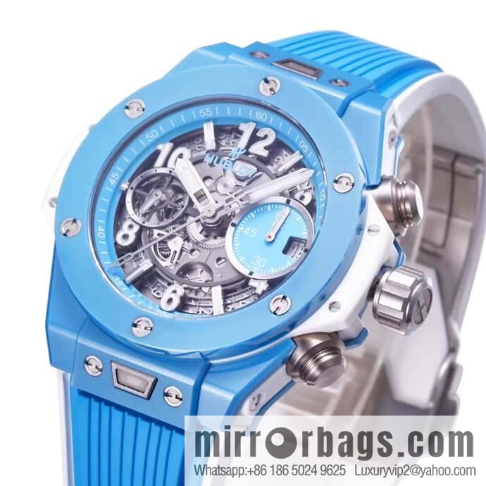 BBF's masterpiece, the king of ceramics HUBLOT Hublot new BIG BANG UNICO Tiffany blue custom Hublot exclusive UNICO HUB 1280 automatic flyback chronograph movement watch
