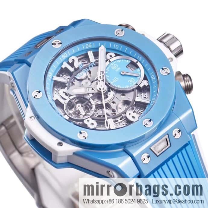 BBF's masterpiece, the king of ceramics HUBLOT Hublot new BIG BANG UNICO Tiffany blue custom Hublot exclusive UNICO HUB 1280 automatic flyback chronograph movement watch