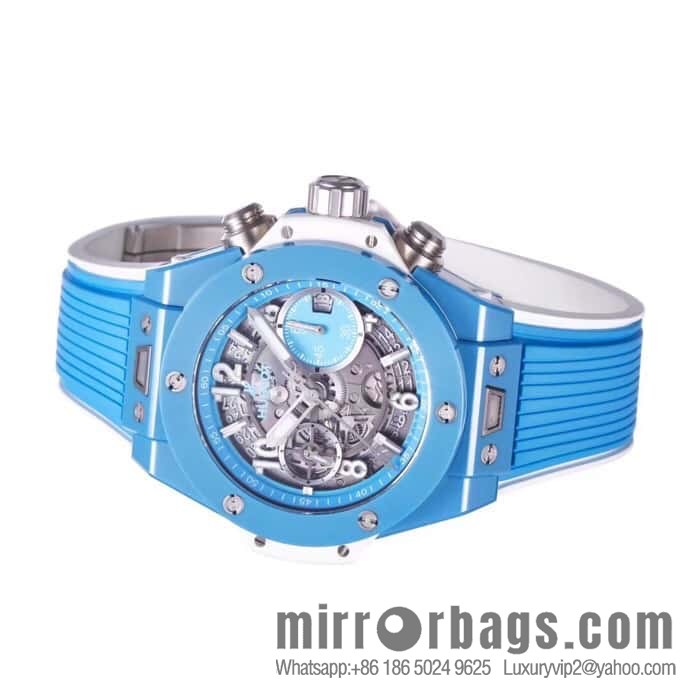 BBF's masterpiece, the king of ceramics HUBLOT Hublot new BIG BANG UNICO Tiffany blue custom Hublot exclusive UNICO HUB 1280 automatic flyback chronograph movement watch