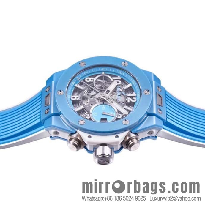 BBF's masterpiece, the king of ceramics HUBLOT Hublot new BIG BANG UNICO Tiffany blue custom Hublot exclusive UNICO HUB 1280 automatic flyback chronograph movement watch
