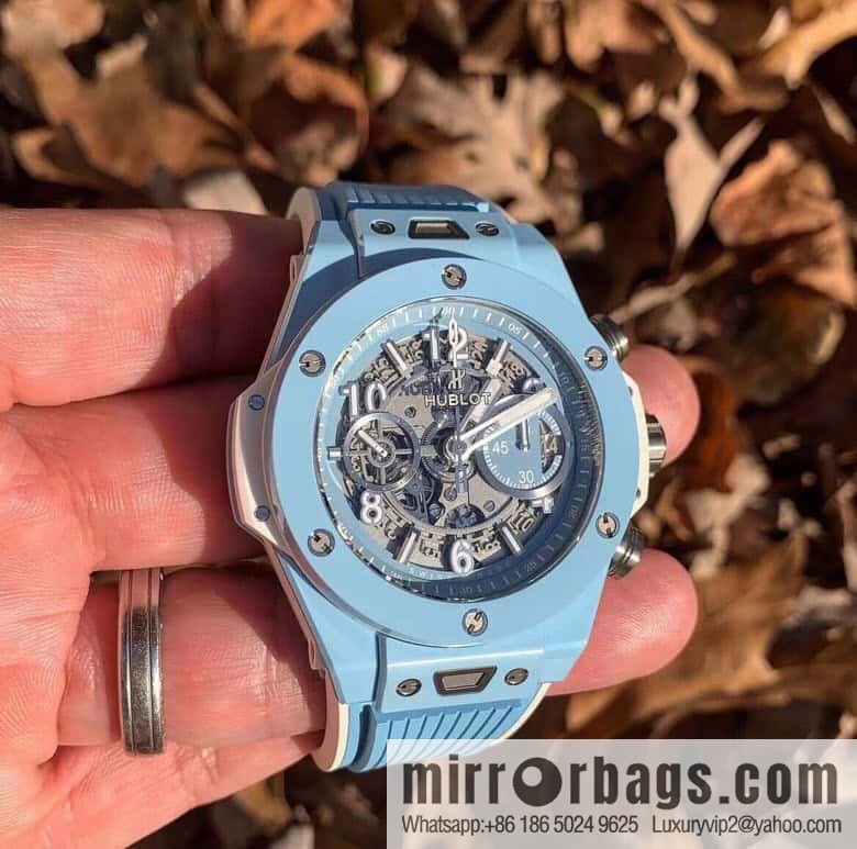 BBF's masterpiece, the king of ceramics HUBLOT Hublot new BIG BANG UNICO Tiffany blue custom Hublot exclusive UNICO HUB 1280 automatic flyback chronograph movement watch