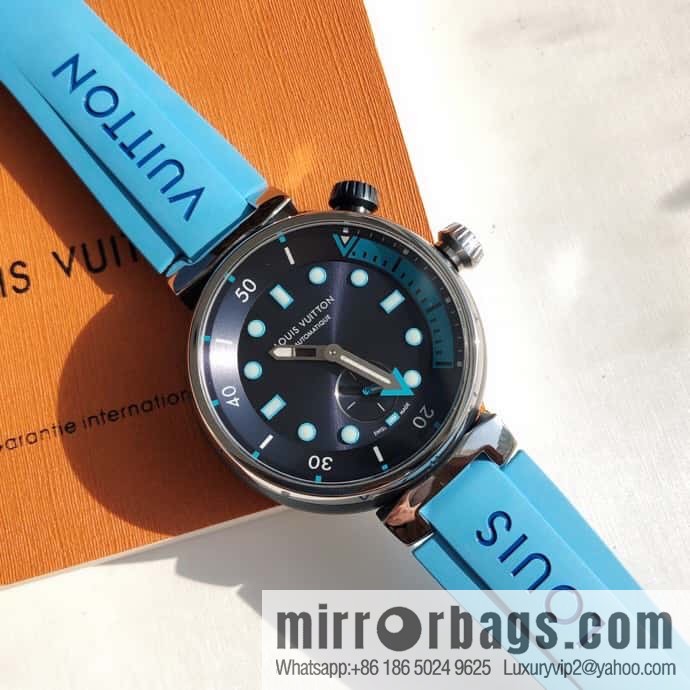 Original LV - TAMBOUR series LV mechanical watch QA172A TAMBOUR STREET DIVER stainless steel automatic watch, 44mm