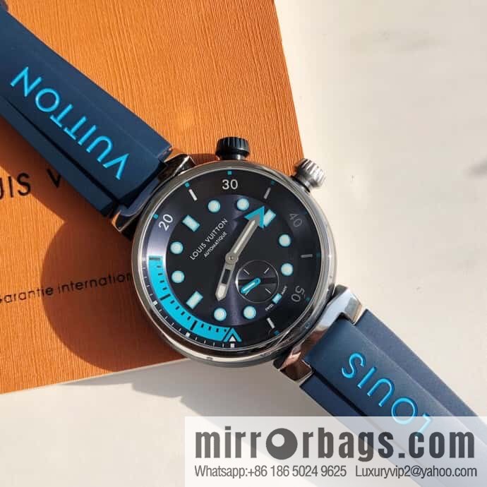 Original LV - TAMBOUR series LV mechanical watch QA172A TAMBOUR STREET DIVER stainless steel automatic watch, 44mm