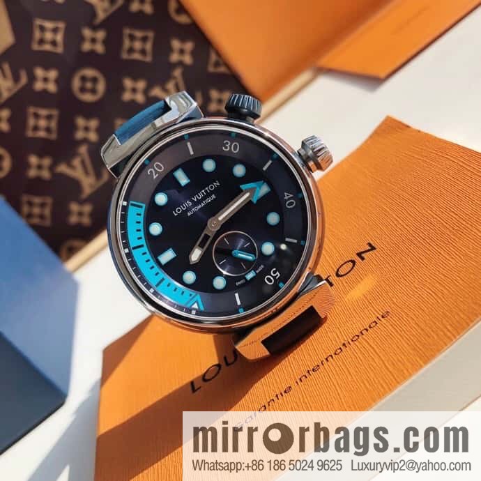 Original LV - TAMBOUR series LV mechanical watch QA172A TAMBOUR STREET DIVER stainless steel automatic watch, 44mm