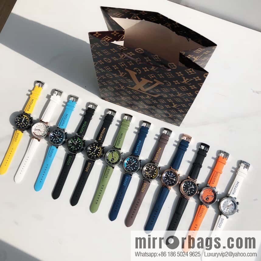 Original LV - TAMBOUR series LV mechanical watch QA172A TAMBOUR STREET DIVER stainless steel automatic watch, 44mm