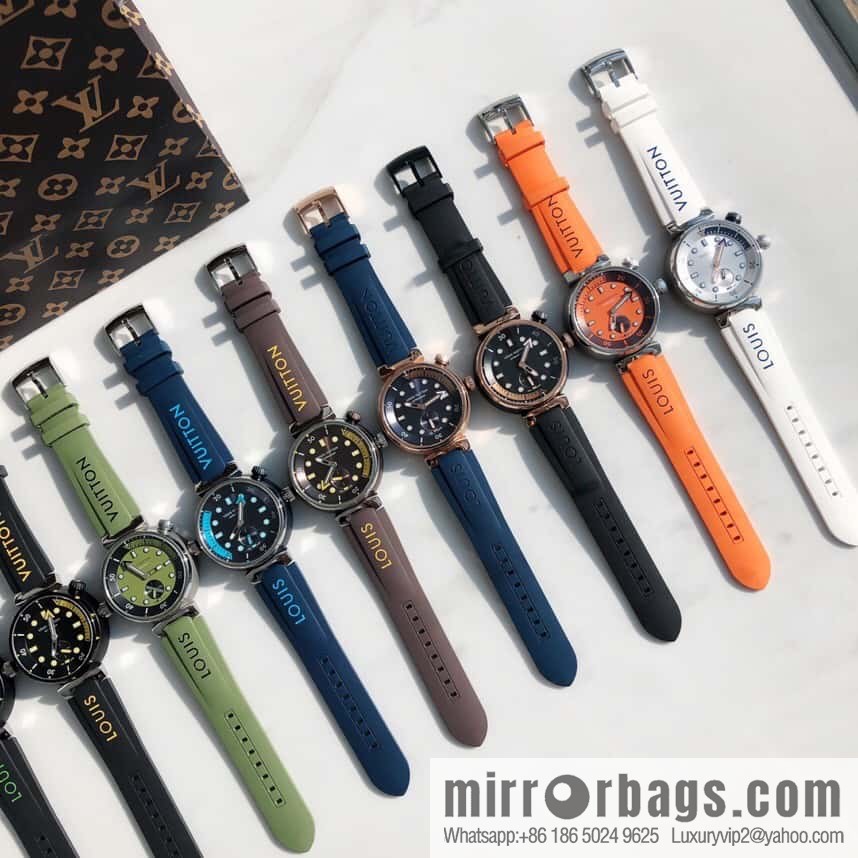 Original LV - TAMBOUR series LV mechanical watch QA172A TAMBOUR STREET DIVER stainless steel automatic watch, 44mm