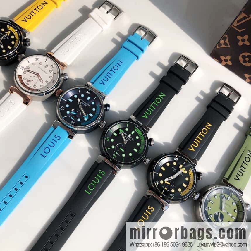 Original LV - TAMBOUR series LV mechanical watch QA172A TAMBOUR STREET DIVER stainless steel automatic watch, 44mm