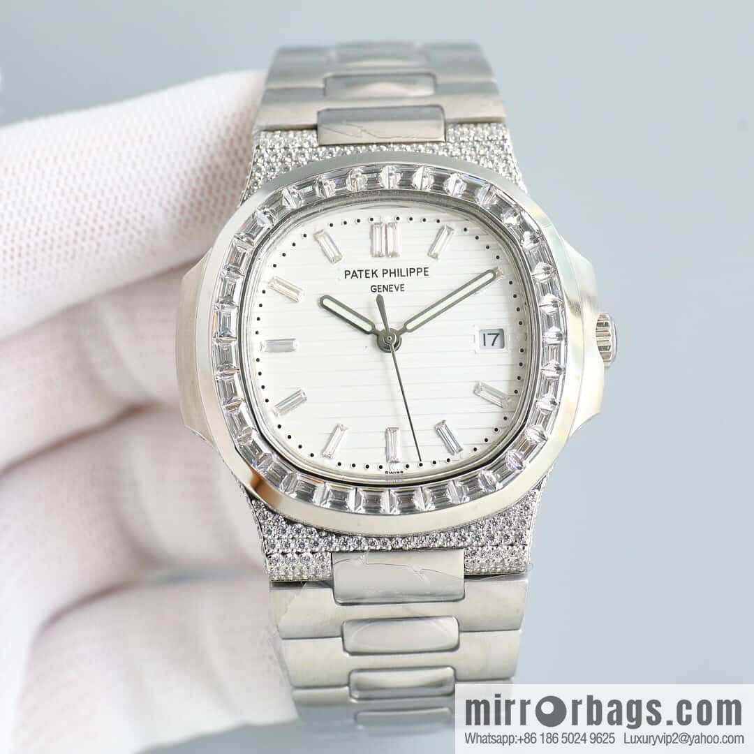 T square diamond ring literal steel belt - Patek Philippe Nautilus 5711 diamond-encrusted limited edition series Cal.324 movement watch