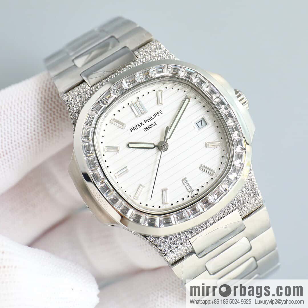 T square diamond ring literal steel belt - Patek Philippe Nautilus 5711 diamond-encrusted limited edition series Cal.324 movement watch