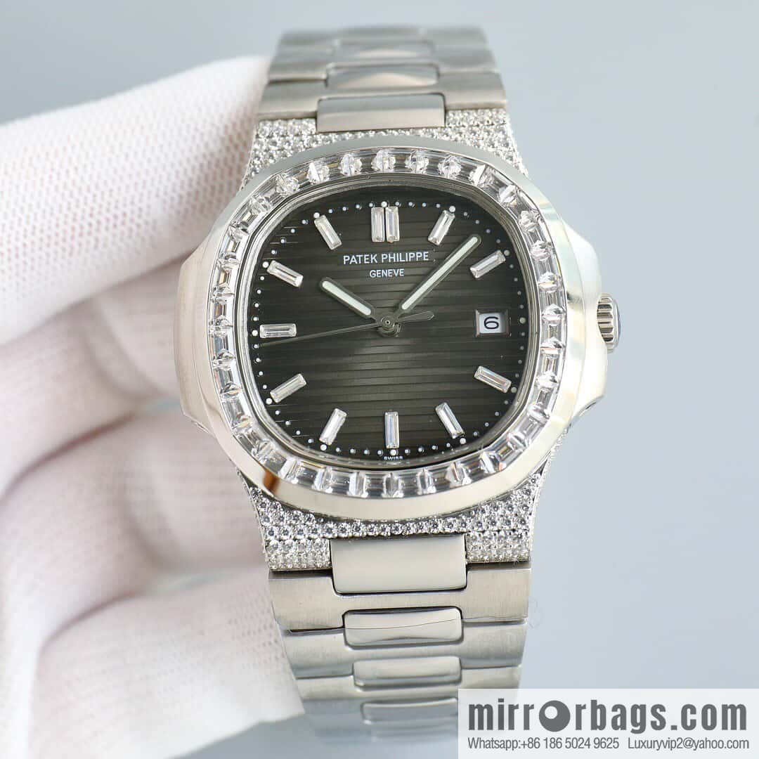 T square diamond ring literal steel belt - Patek Philippe Nautilus 5711 diamond-encrusted limited edition series Cal.324 movement watch