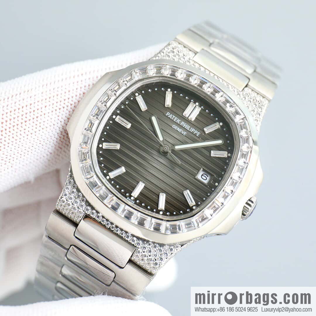 T square diamond ring literal steel belt - Patek Philippe Nautilus 5711 diamond-encrusted limited edition series Cal.324 movement watch