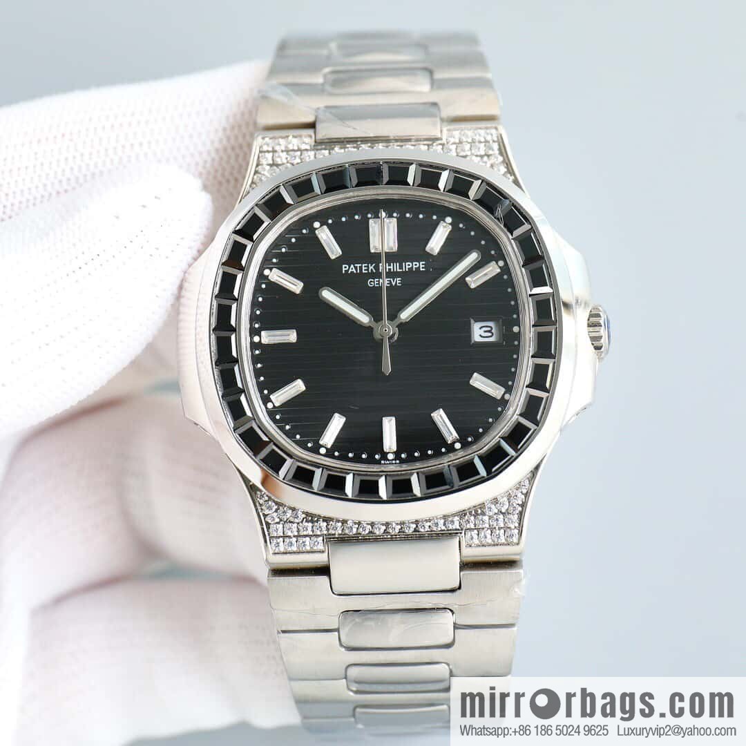 T square diamond ring literal steel belt - Patek Philippe Nautilus 5711 diamond-encrusted limited edition series Cal.324 movement watch